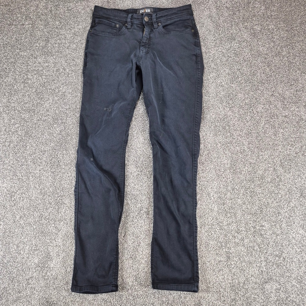DU/ER L2X Slim Fit Pants Mens 30x32 Black Performance Stretch No Sweat DUER